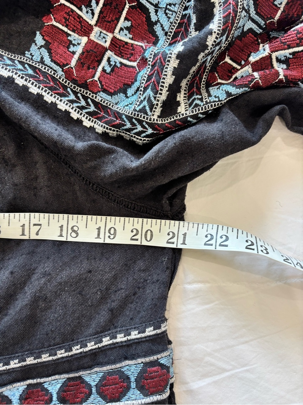 Free People S Boho Embroidered Folk Peasant Dress Turquoise Artisan Festival - Picture 9 of 14